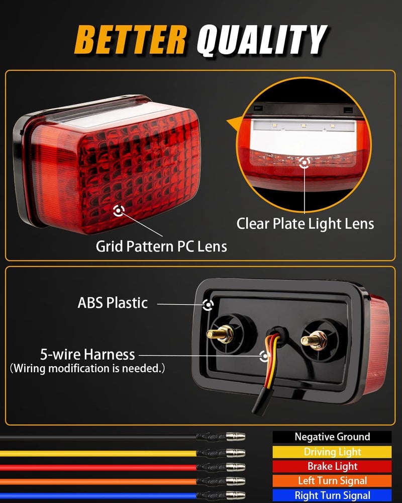 KICRY ATV Brake Tail Light Led Taillight Brake Stop Lights Compatible with Yamaha Grizzly Big Bear Bruin Kodiak Wolverine Rhino Viking 5KM-8472C-10-00 Aftermarket (LED 5-wire Red) - Image 5